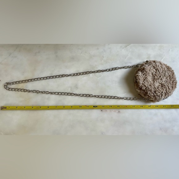 Fuzzy Tan Hidden Flask with Chain Strap - Picture 4 of 4